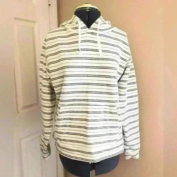 O'NEAL GRAY WHITE STRIPED COTTON HOODIE XS - Picture 1 of 3